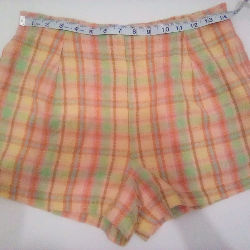 Billabong 100% Cotton Pastel Plaid High Waist Shorts Size M Vacation Summer